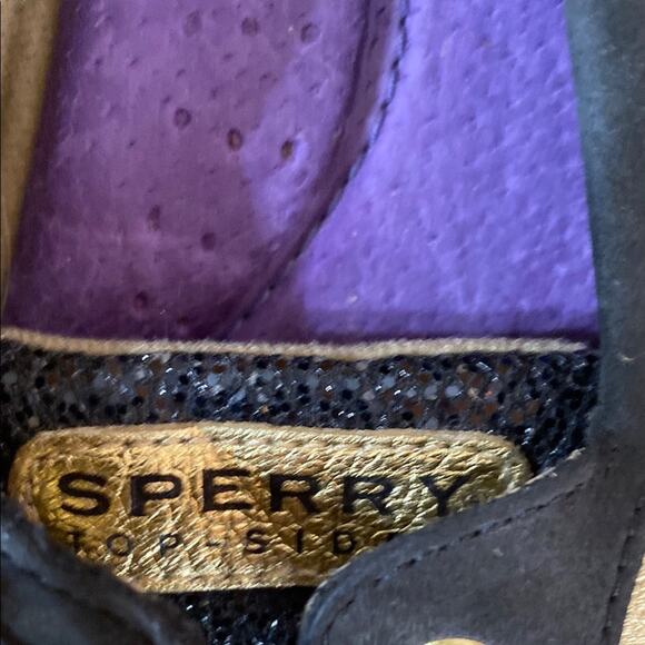 Sperry Black and Gold Boat Shoes Leather Laces - Picture 4 of 13